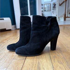 Sam Edelman Black Suede Ankle Booties with Block Heel